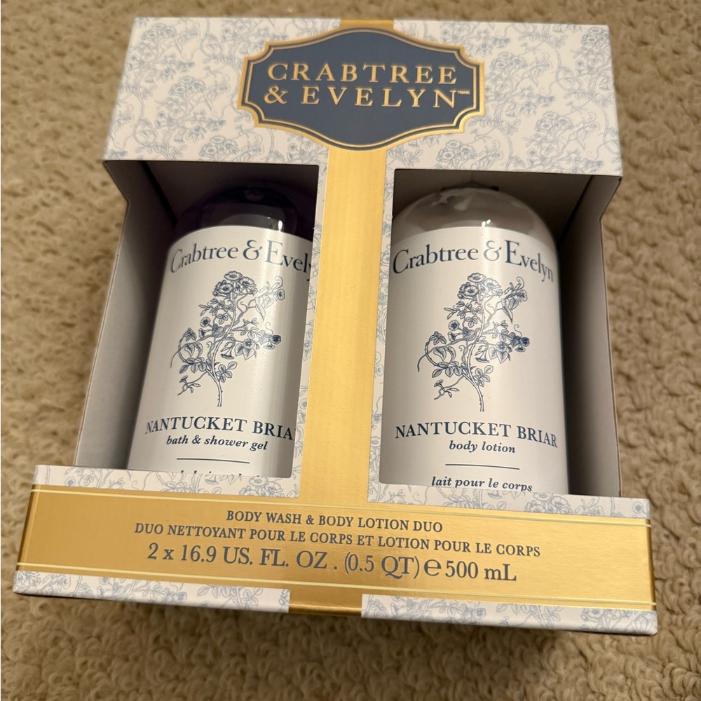 Crabtree & Evelyn NANTUCKET BRIAR bath & shower gel and body lotion 16.9 oz